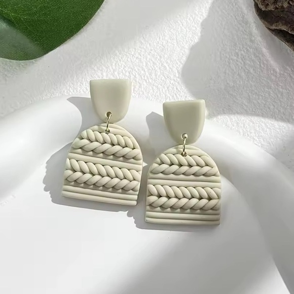 Knit Geometric Drop Stud - Handmade Earrings - Picture 1 of 3